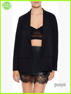 Boxy Fit Notched Lapel Blazer, Long Sleeve, Polyester Spandex, Casual Wear